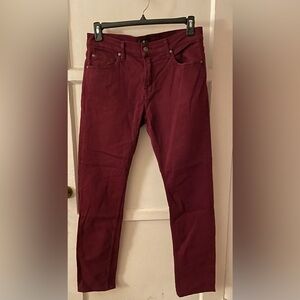 7 For All Mankind Men's Burgundy Jeans